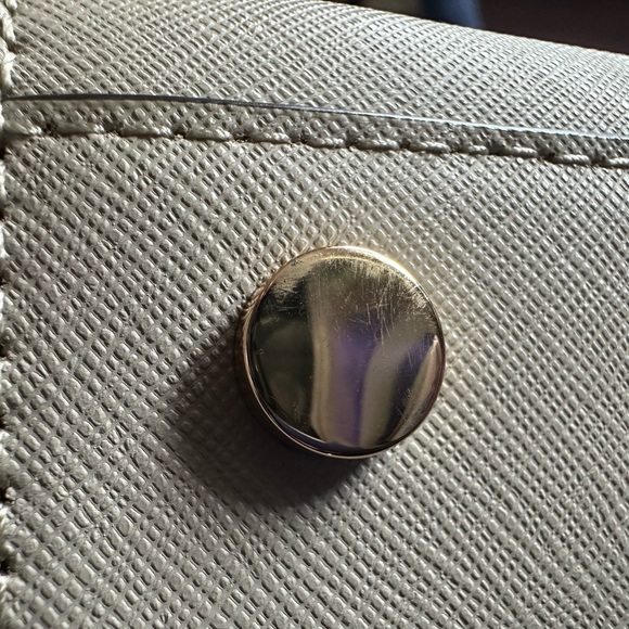 Michael Kors Carmen Small Saffiano Leather Belted Satchel Light Sand Beige - Picture 13 of 17